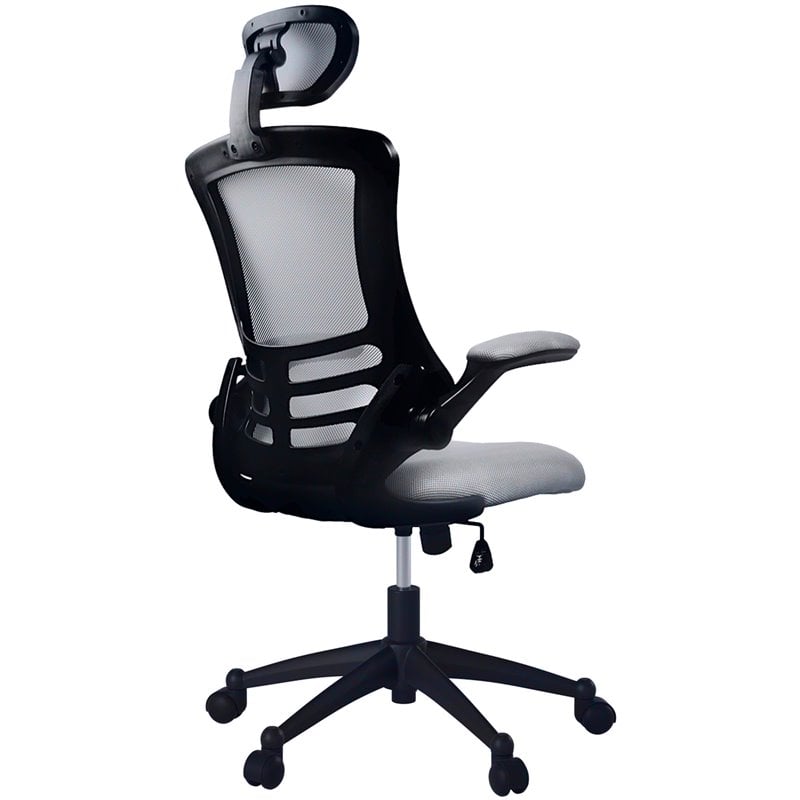 Techni Mobili Executive High Back Office Chair w/ Headrest in Silver Gray Fabric