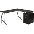 Techni Mobili L Shape Corner desk with File Cabinet in Dark Espresso