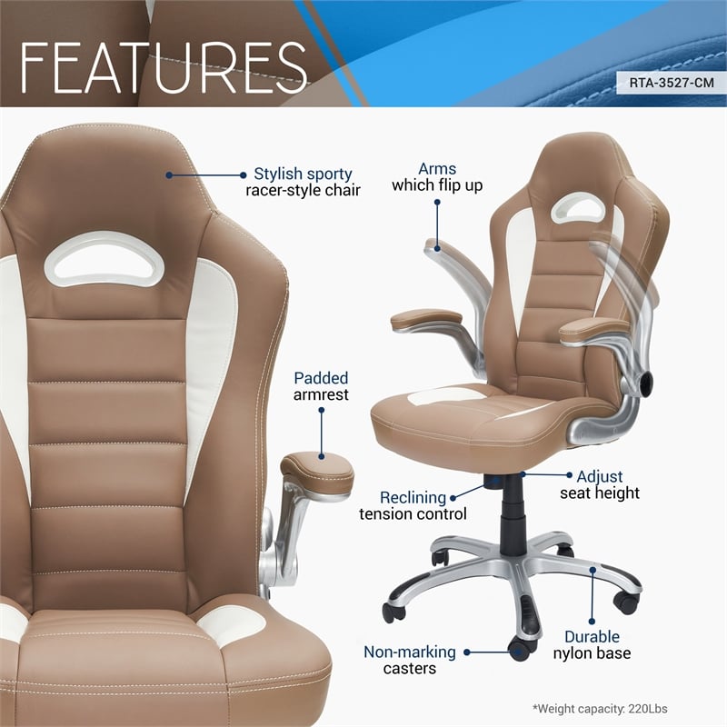 Techni Mobili Sport Race Executive Office Chair in Camel