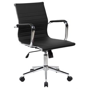 Techni Mobili Modern Medium Back Task Chair in Chrome/Black
