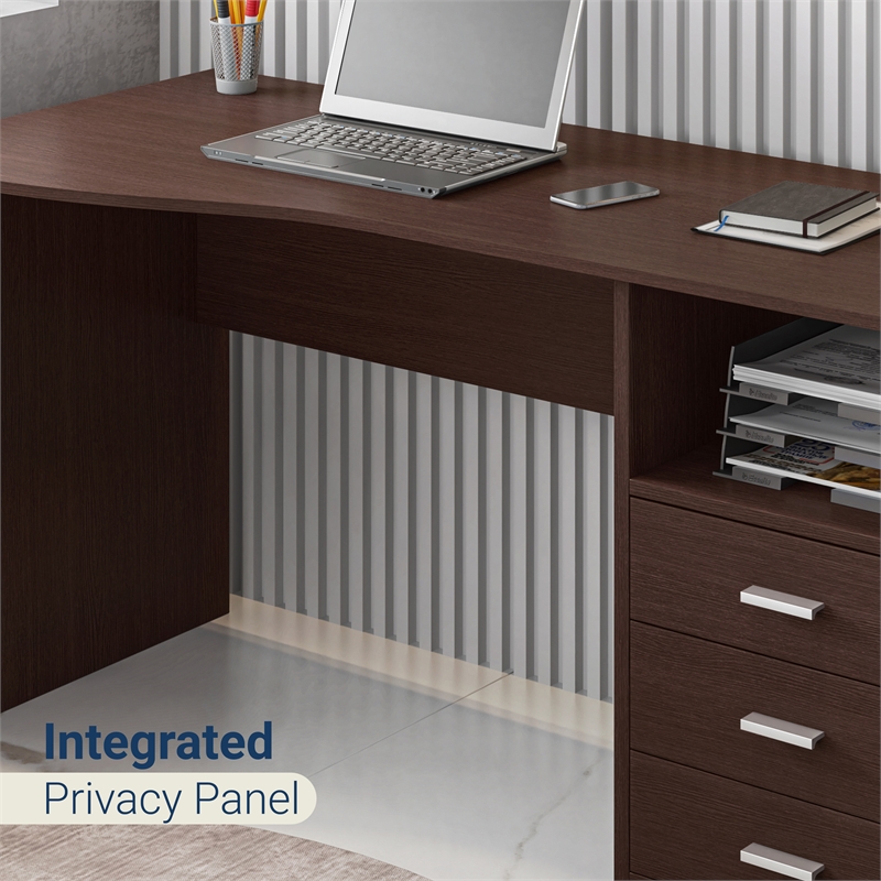 Techni Mobili Classy Computer Desk with 3 Drawers in Espresso