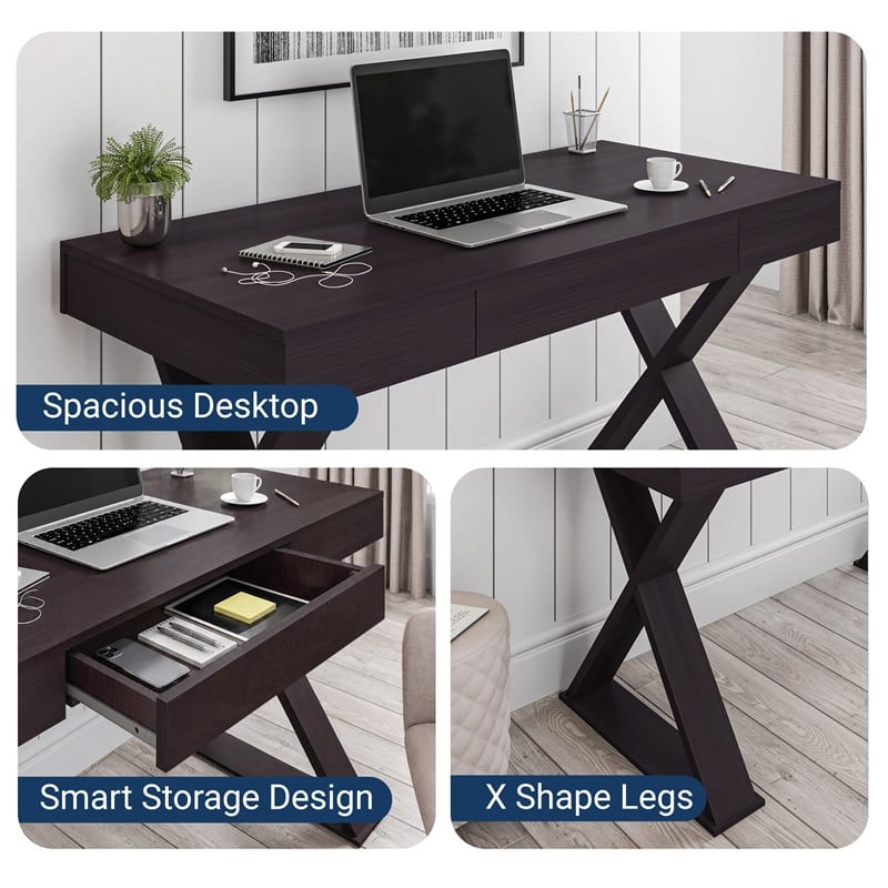 Techni Mobili Trendy Desk with Drawer in Espresso