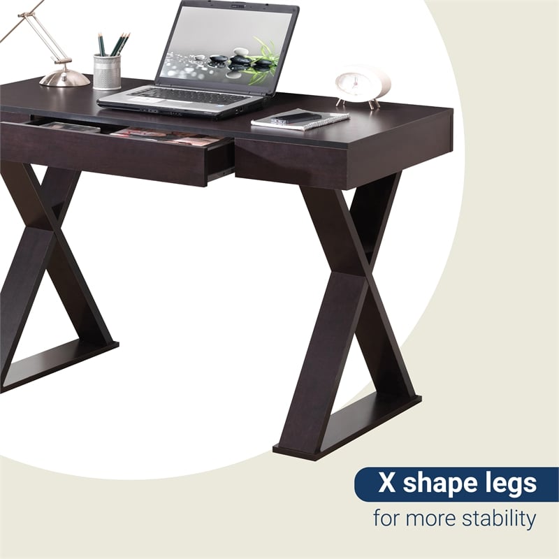 Techni Mobili Trendy Desk with Drawer in Espresso