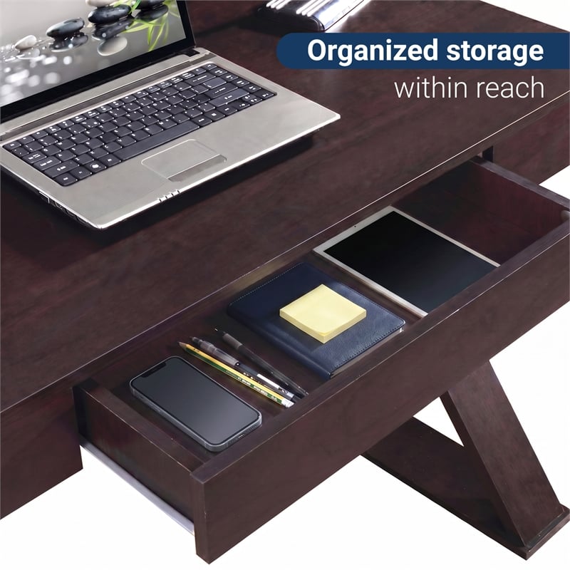 Techni Mobili Trendy Desk with Drawer in Espresso