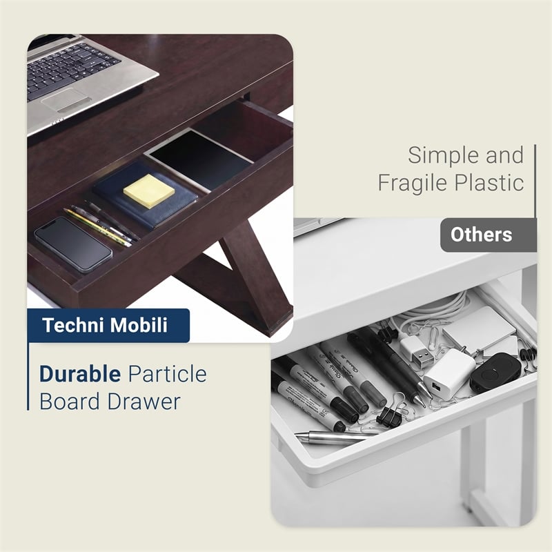 Techni Mobili Trendy Desk with Drawer in Espresso