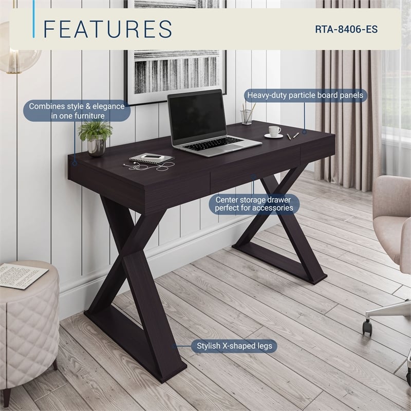 Techni Mobili Trendy Desk with Drawer in Espresso