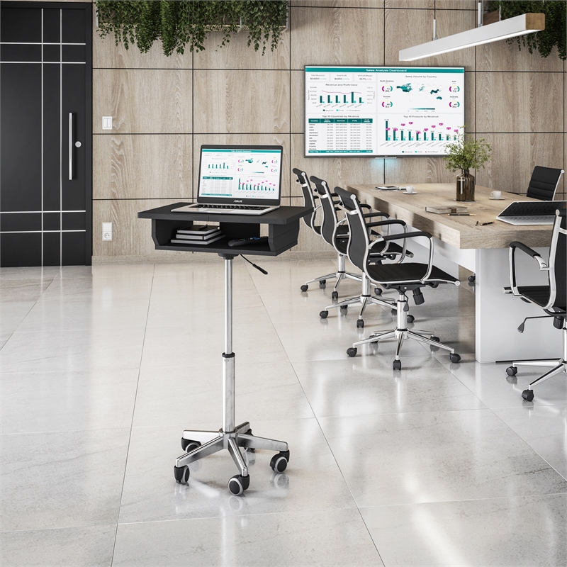 Techni Mobili Folding Table Laptop Cart in Graphite