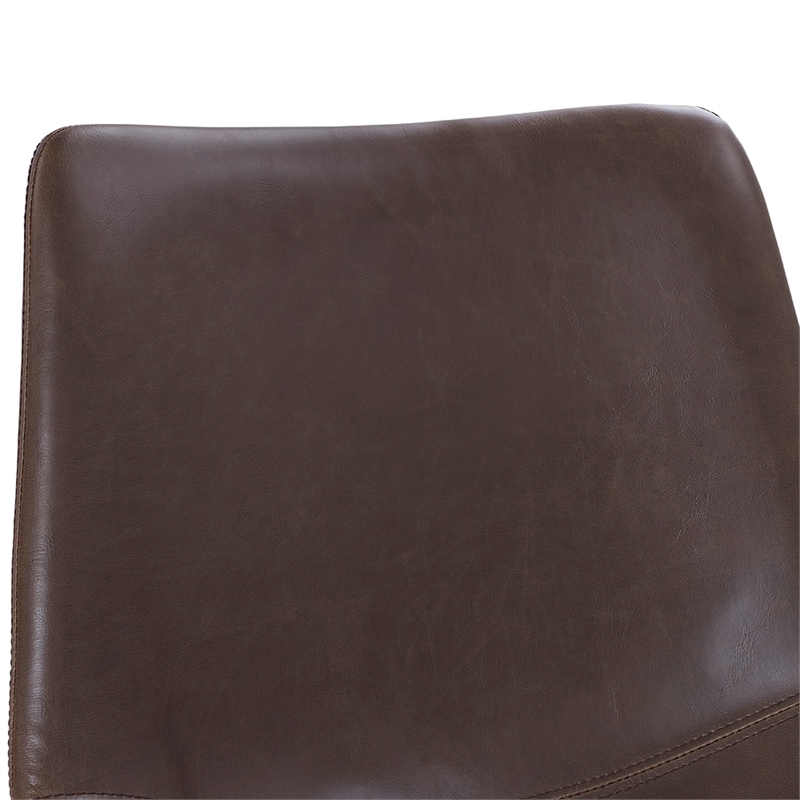 Walker Edison Faux Leather Dining Chair in Brown (Set of 2)
