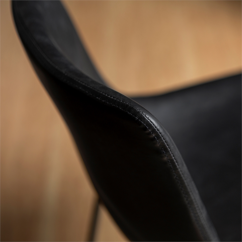 Faux Leather Dining Chairs in Black - Set of 2