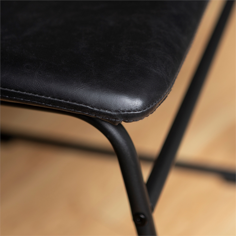 Faux Leather Dining Chairs in Black - Set of 2