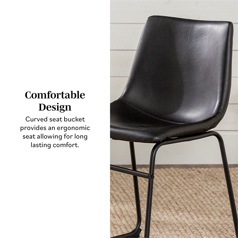 Faux Leather Dining Chairs in Black - Set of 2