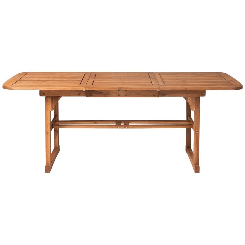 Transitional Acacia Wood Patio Dining Table in Brown