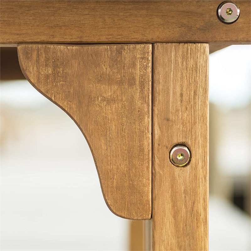 Transitional Acacia Wood Patio Dining Table in Brown