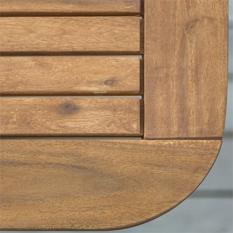 Transitional Acacia Wood Patio Dining Table in Brown