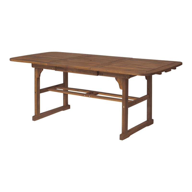 Walker Edison Midland Transitional Acacia Wood Patio Dining Table in Dark Brown