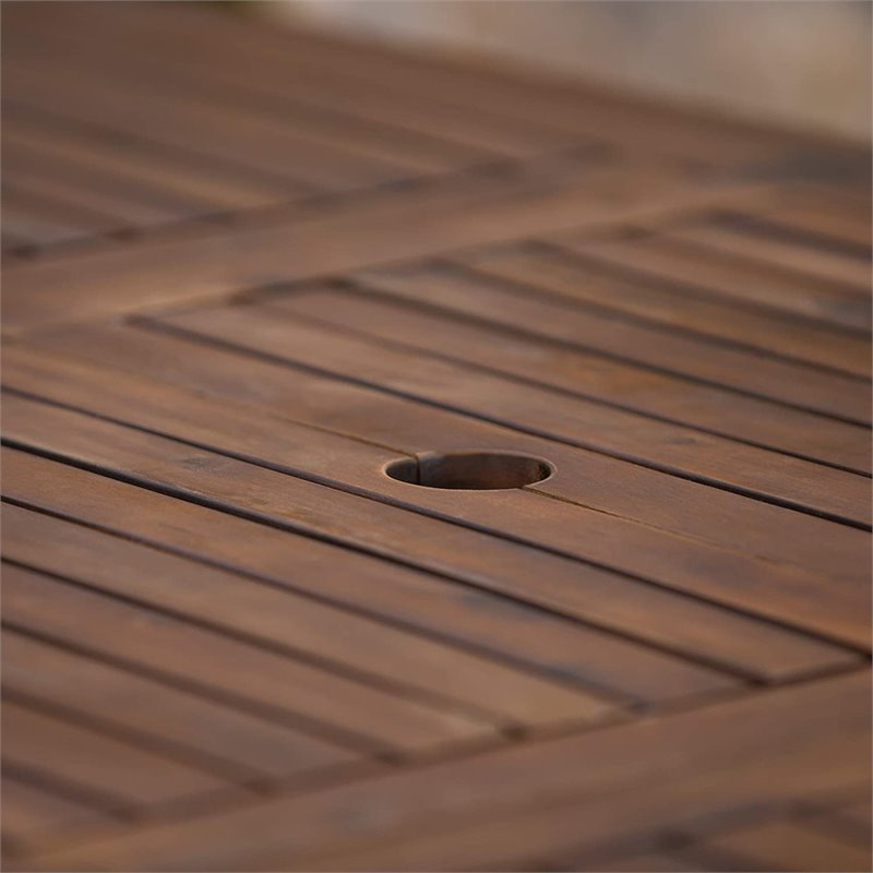 Walker Edison Midland Transitional Acacia Wood Patio Dining Table in Dark Brown