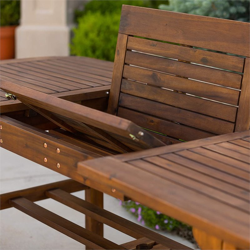 Walker Edison Midland Transitional Acacia Wood Patio Dining Table in Dark Brown