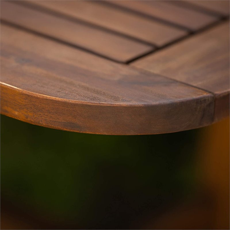 Walker Edison Midland Transitional Acacia Wood Patio Dining Table in Dark Brown
