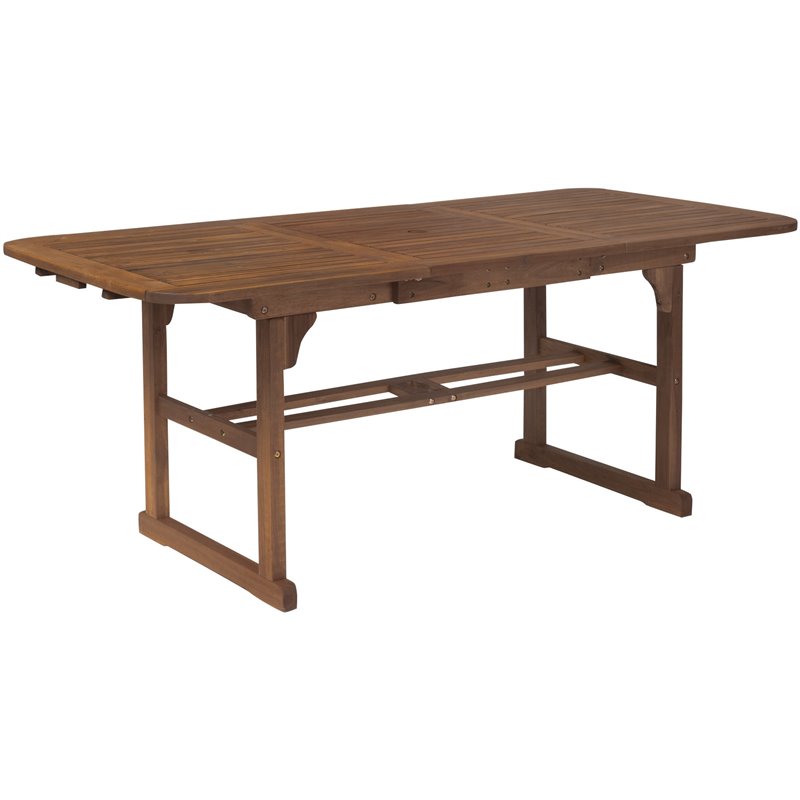 Walker Edison Midland Transitional Acacia Wood Patio Dining Table in Dark Brown