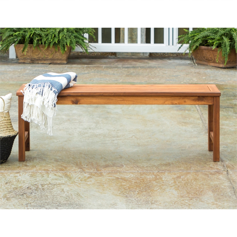 Natural Brown Acacia Wood Patio Bench 53