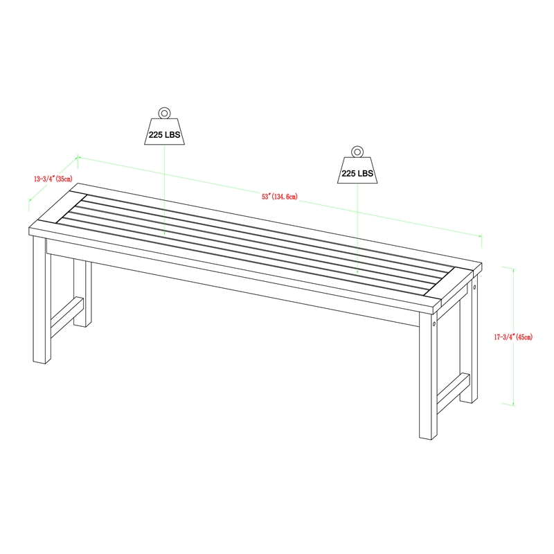 Natural Brown Acacia Wood Patio Bench 53