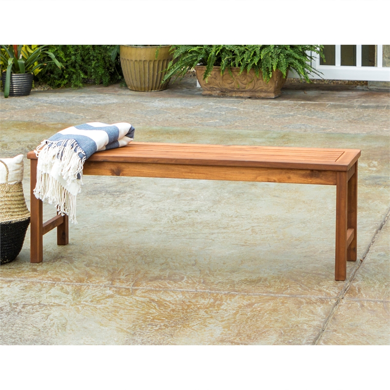 Natural Brown Acacia Wood Patio Bench 53