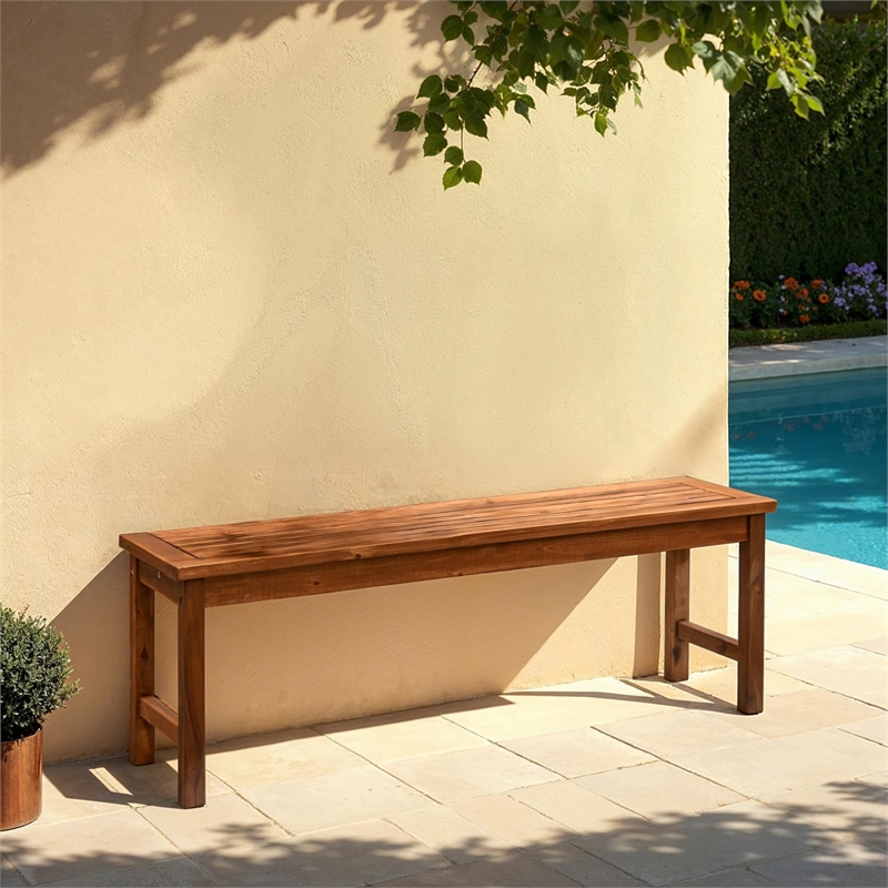Acacia Wood Patio Bench in Dark Brown