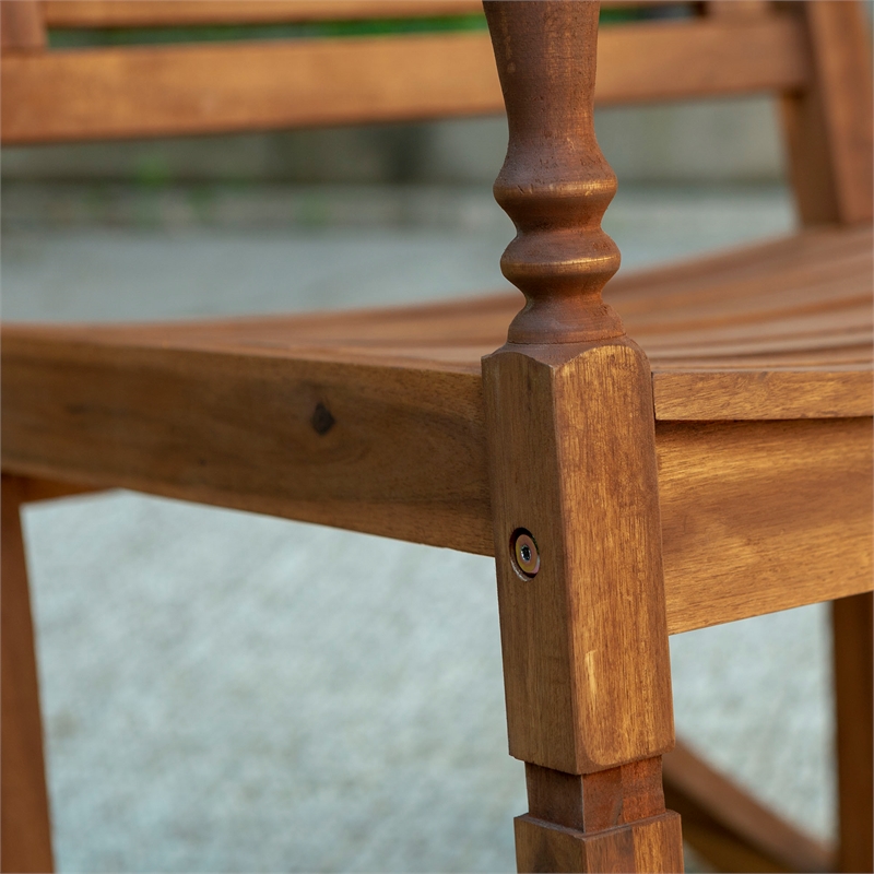 Outdoor Wood Patio Rocking Chair in Brown