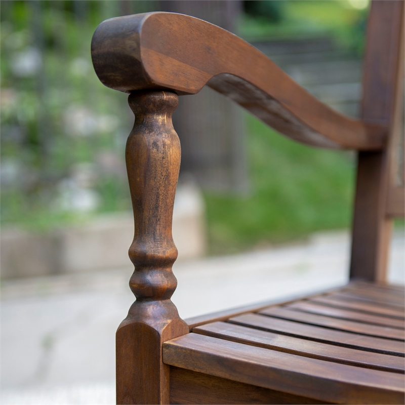 Outdoor Wood Patio Rocking Chair in Dark Brown