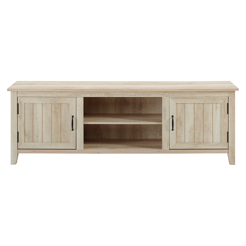 70 inch Farmhouse TV Console with Side Doors - White Oak