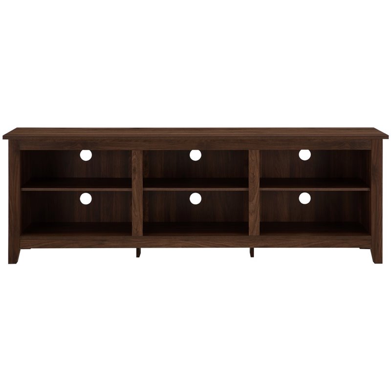70 inch Wood Media TV Stand Storage Console in Dark Walnut