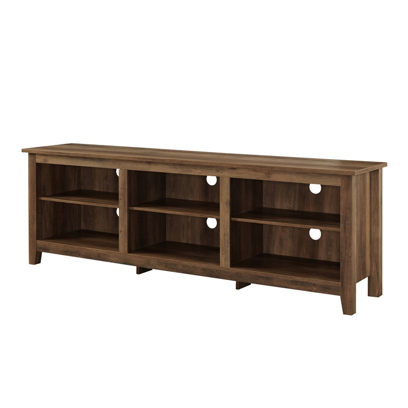 70 inch Wood Media TV Stand Storage Console in Rustic Oak