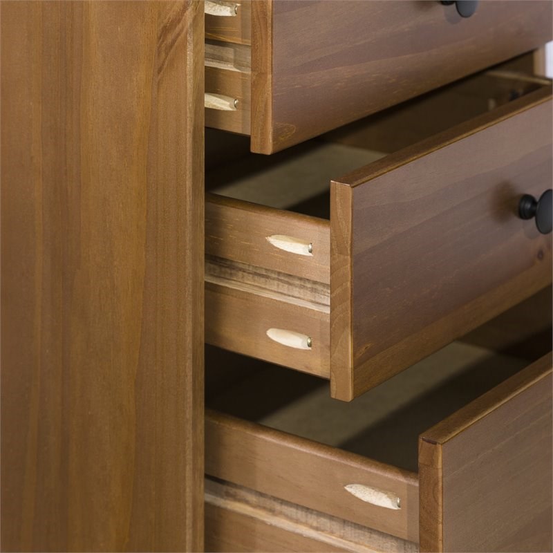 Modern 3 Drawer Solid Wood Nightstand in Caramel