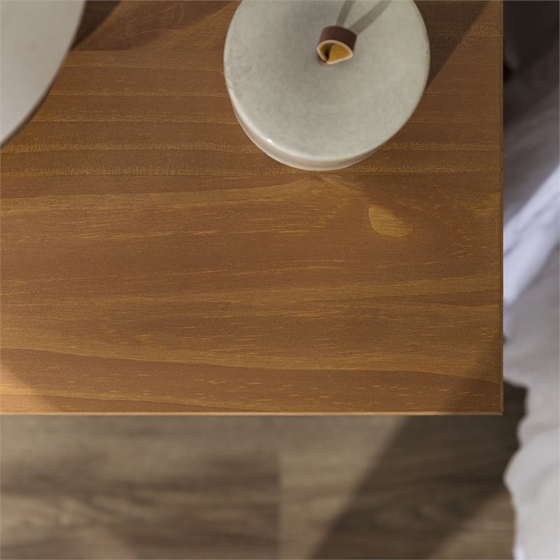 Modern 3 Drawer Solid Wood Nightstand in Caramel