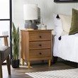 Modern 3 Drawer Solid Wood Nightstand in Caramel