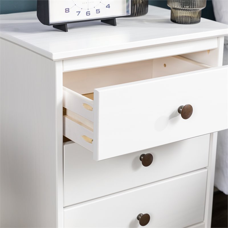 Walker Edison 3 Drawer Solid Wood Nightstand in White