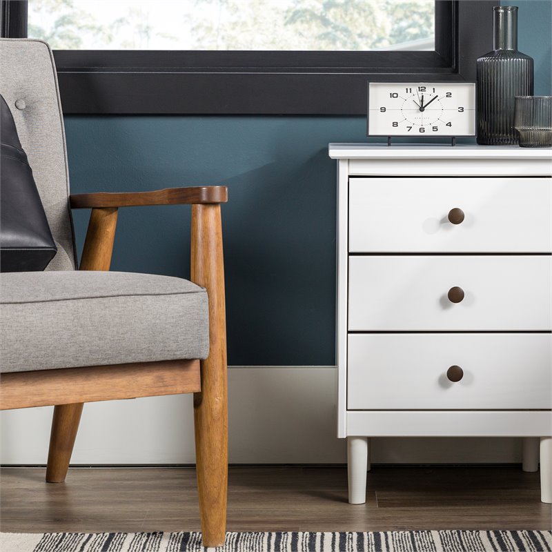 Walker Edison 3 Drawer Solid Wood Nightstand in White