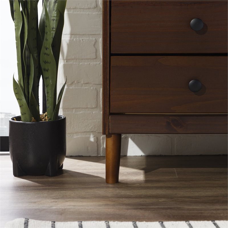 3 Drawer Solid Wood Nightstand in Walnut