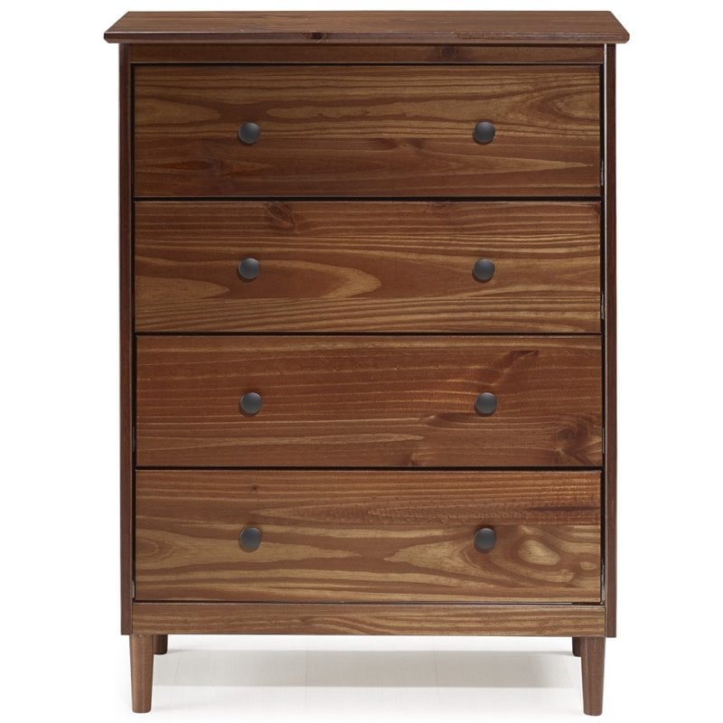 4 Drawer Solid Wood Dresser in Walnut