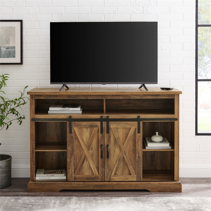 Walker Edison Sliding Barn Door Wood TV Stand for TVs up to 58