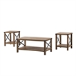 Walker Edison 3-Piece Rustic Wood and Metal Coffee Table Set in Rustic Oak Brown
