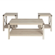 Walker Edison Metal X 3-Piece Wood and Metal Coffee Table Set in White Oak