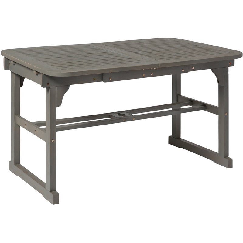 Walker Edison Transitional Extendable Patio Dining Table in Gray Wash