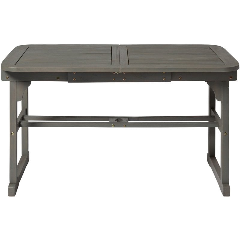 Walker Edison Transitional Extendable Patio Dining Table in Gray Wash