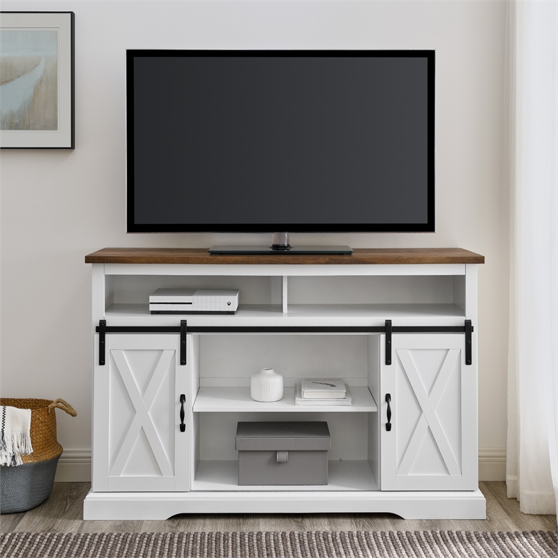 Walker Edison Sliding Barn Door Wood TV Stand for TVs up to 65