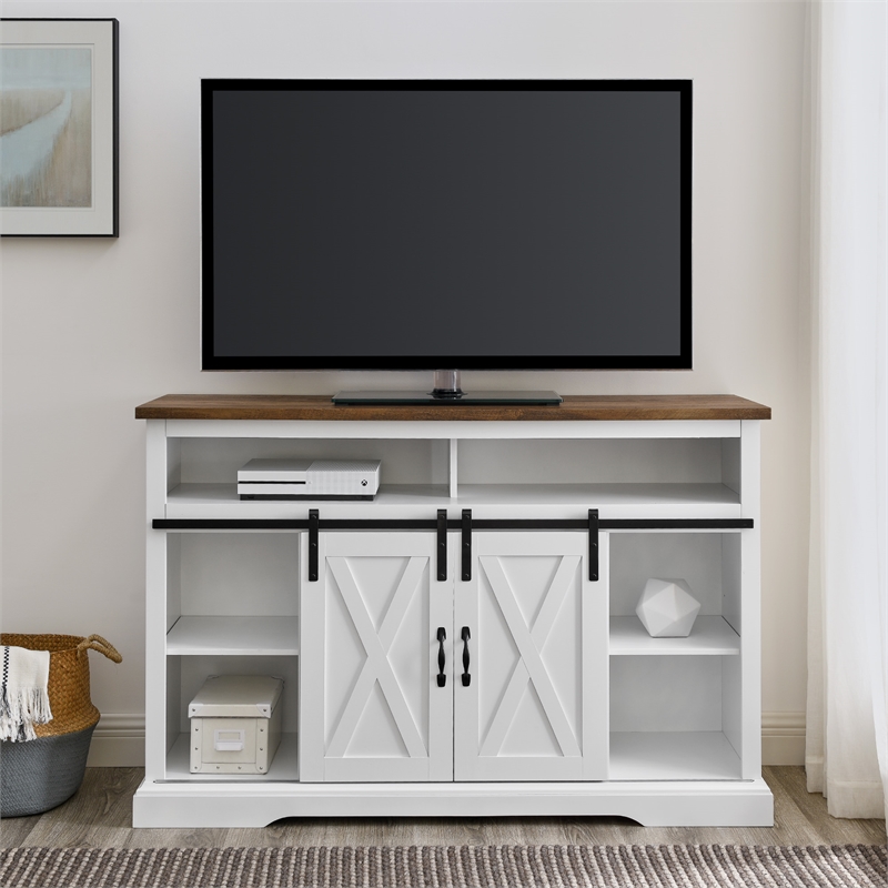 Walker Edison Sliding Barn Door Wood TV Stand for TVs up to 65