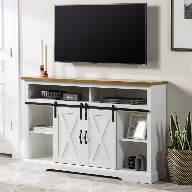 Walker Edison Sliding Barn Door Wood TV Stand for TVs up to 65