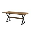 72&quot Rustic Oak Solid Wood Dining Table with X Leg