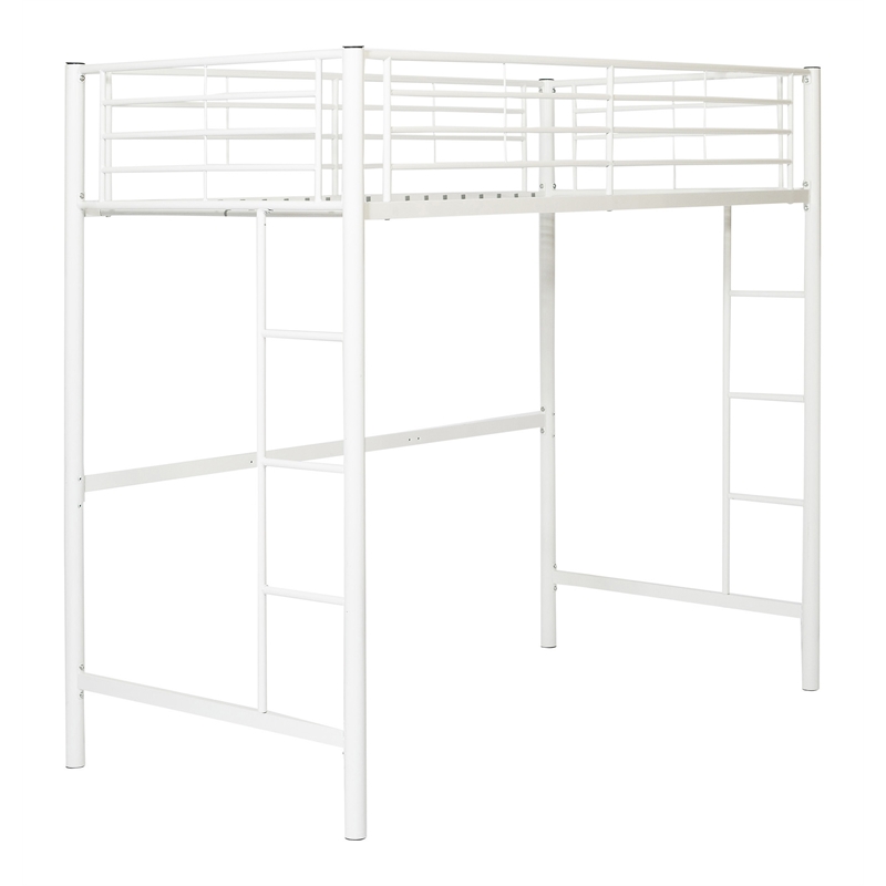 Walker Edison Sunrise Powder-Coated Metal Twin Loft Bunk Bed in White