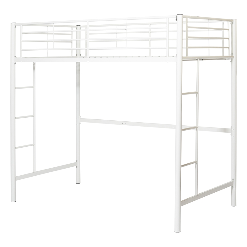 Walker Edison Sunrise Powder-Coated Metal Twin Loft Bunk Bed in White